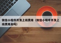 微信小程序开发上线费用（微信小程序开发上线费用高吗）